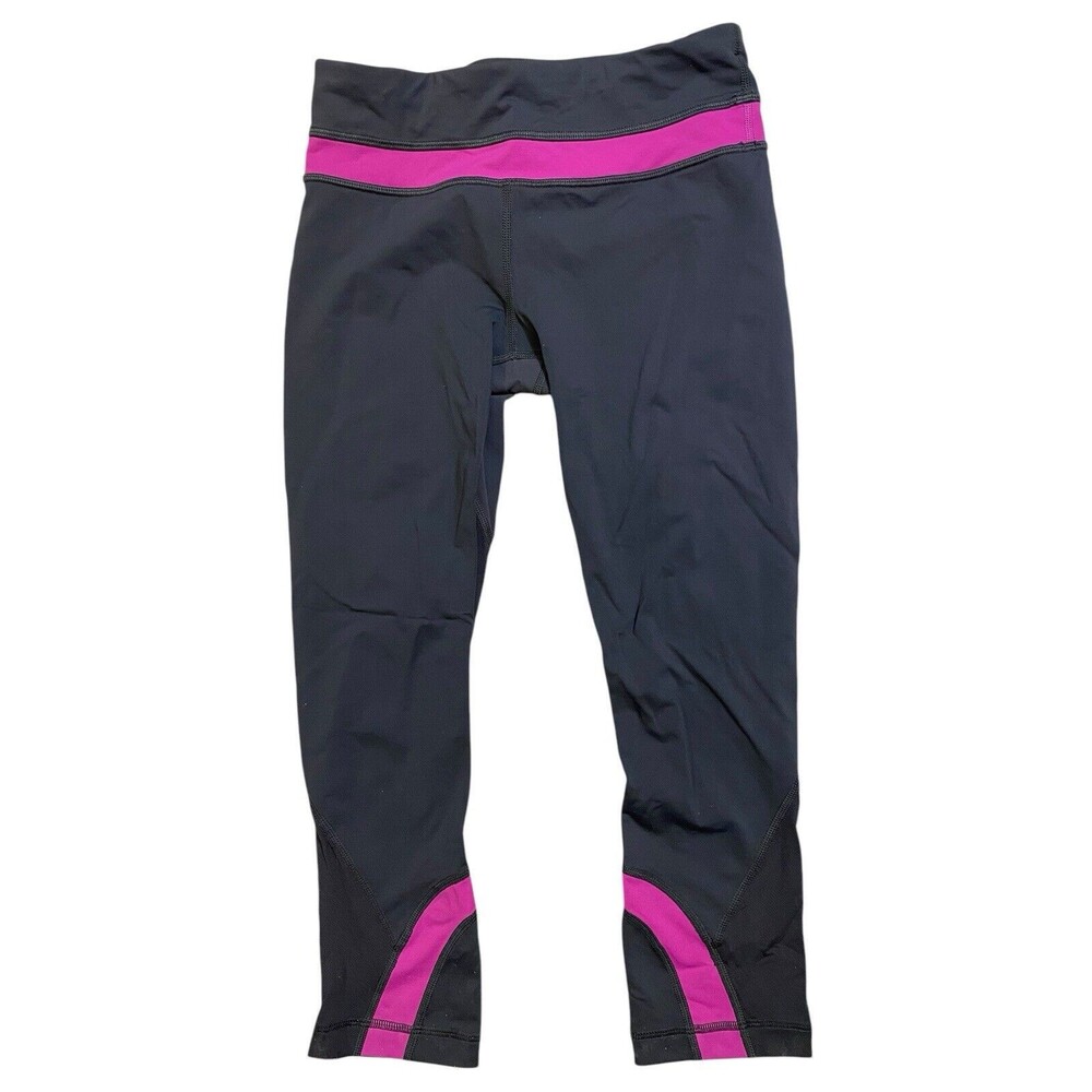 Lululemon Black And Pink Cropped Yoga Compression Leggings Women’s Size 4